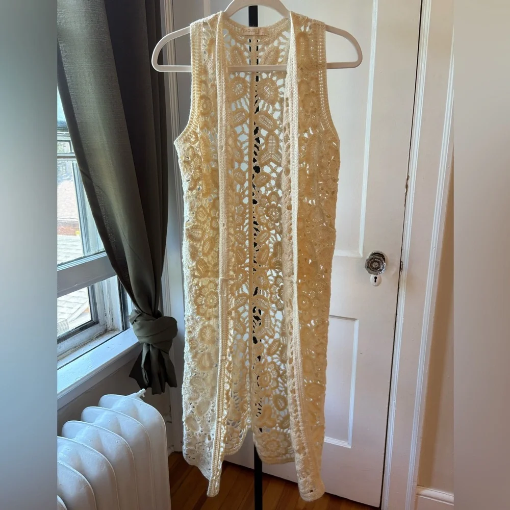 Y2K Fairy Floral Long Crochet Cardigan Vest | Small - Picture 4 of 8